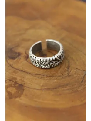 Desenli Metal Ayarlanabilir Erkek Yüzük