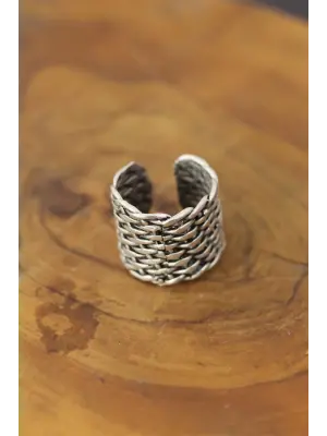 Desenli Metal Ayarlanabilir Erkek Yüzük