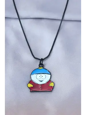 Eric Cartman Tasarımlı Siyah Zincirli Erkek Kolye