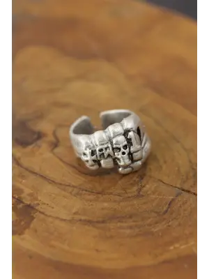 Figürlü Yumruk Model Metal Ayarlanabilir Erkek Yüzük