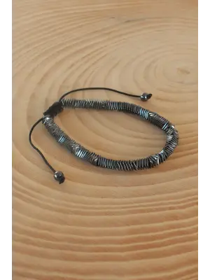 Füme Renk Makrome Doğal Taş Erkek Bileklik