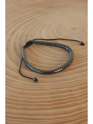 Füme Renk Makrome Doğal Taş Erkek Bileklik