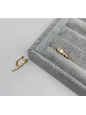 Geometrik Taşlı Yılan Model Rose Gold Küpe