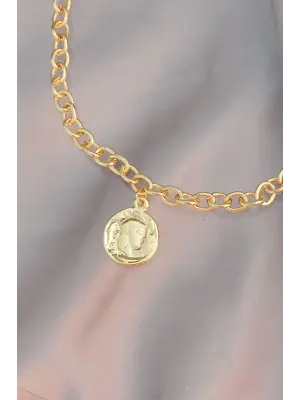Gold Metal Zincirli Kadın Kolye