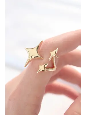 Altın 3lü Kuzey Yıldızı Ayarlanabilir Yüzük