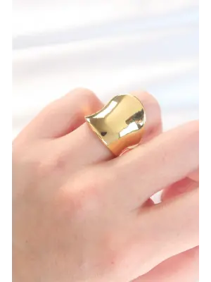 Altın Ayarlanabilir Kavisli Ayna Yüzük