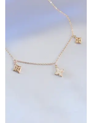 Gold Renk Çiçek Figür Kadın Kolye