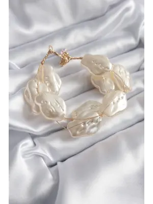 Gold Renk Çoklu İnci Model Kadın Bileklik