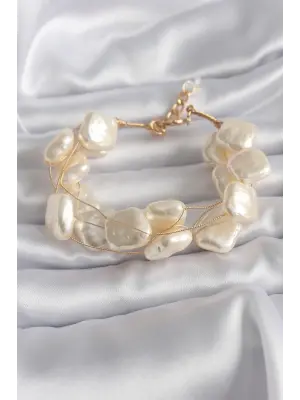 Gold Renk Çoklu Pirinç Kadın Bileklik