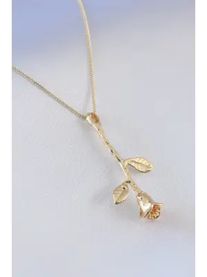 Gold Renk Gül Tasarım Kadın Kolye