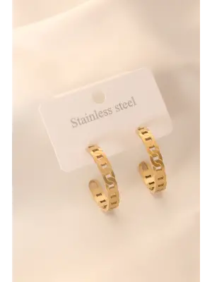 Gold Renk Halka Çelik Kadın Küpe