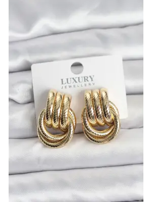 Gold Renk Halka Modelli Pirinç Kadın Küpe