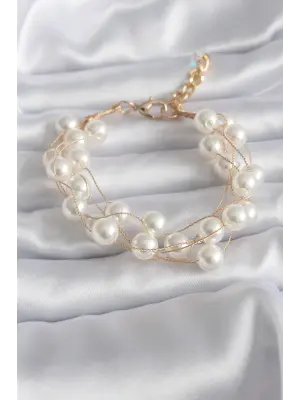 Gold Renk İnci Model Kadın Bileklik