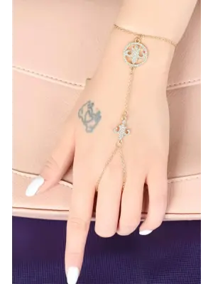 Gold Renk Kaplama Zirkon Taşlı Boşnak Lalesi Figürlü Şahmeran Bileklik