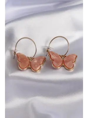 Altın Kelebek Model  Çelik Küpe