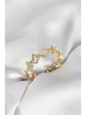 Gold Renk Kelebek Model Pirinç Kadın Yüzük