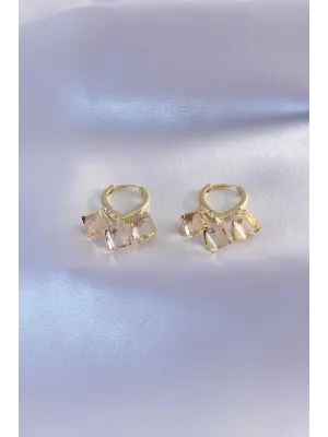 Gold Renk Kristal Taşlı Kadın Küpe