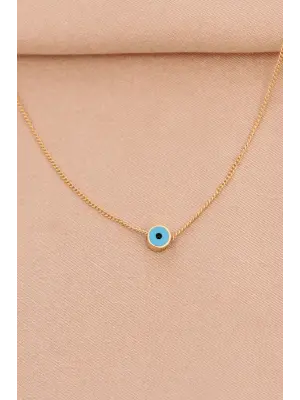 Gold Renk Metal Minimal Nazar Boncuğu Kolye