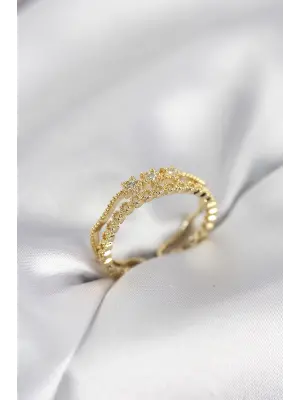 Gold Renk Minimal Yıldızlı Model Kadın Yüzük