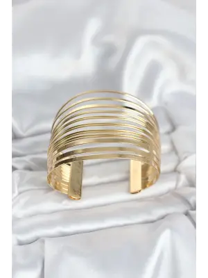 Gold Renk Pirinç Kaburga Model Kadın Bileklik