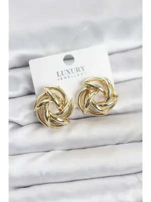 Gold Renk Çelik Keskin Sarmal Model Kadın Küpe