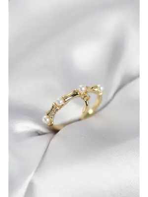 Gold Renk Sallantılı Kemik Model Kadın Yüzük