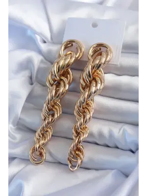 Gold Renk Sarmal Sallantı Model Pirinç Kadın Küpe
