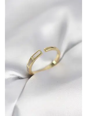 Gold Renk Sedefli Çubuk Model Kadın Yüzük