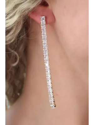 Altın Su Yolu Zirkon Taşlı Çelik Küpe