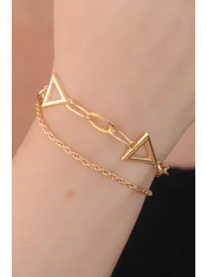 Gold Renk Üçgen Figür Kadın Kolye