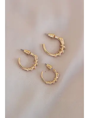 Gold Renk Yılan Model Metal Küpe Seti