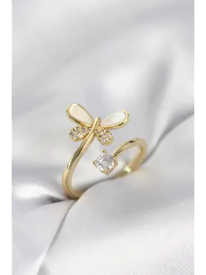 Gold Renk Yusufçuk Model Zirkon Taşlı Kadın Yüzük