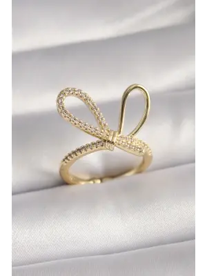 Altın Zirkon Taşlı Düğüm Model Çelik Yüzük