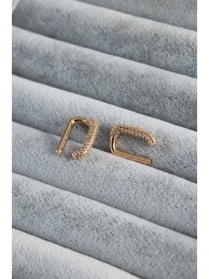 Altın Zirkon Taşlı Earcuff  Kadın Kıkırdak Küpe