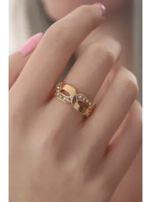 Gold Renk Zirkon Taşlı Kadın Yüzük