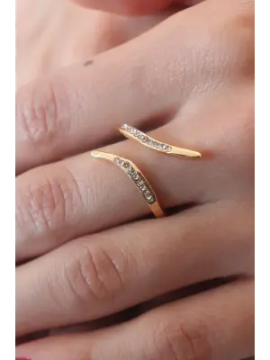 Gold Renk Zirkon Taşlı Kadın Yüzük