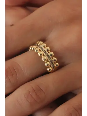 Gold Renk Zirkon Taşlı Kadın Yüzük