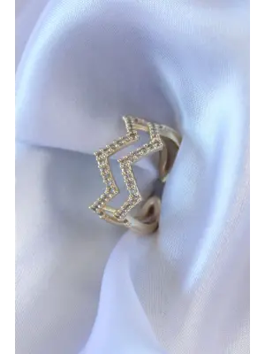 Gold Renk Zirkon Taşlı Kadın Yüzük