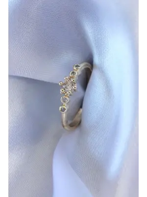 Gold Renk Zirkon Taşlı Kadın Yüzük