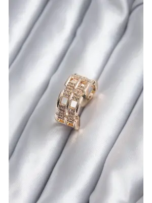 Altın Zirkon Taşlı Kemer Model Çelik Yüzük