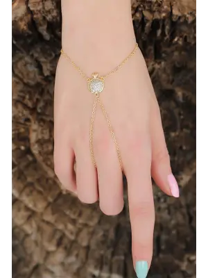 Gold Renk Zirkon Taşlı Nar Figürlü Şahmeran Bileklik