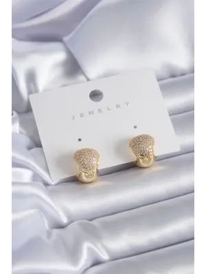 Altın Zirkon Taşlı  Çelik Küpe