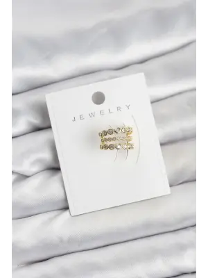 Gold Renk Zirkon Taşlı Çelik Kıkırdak Earcuff Küpe