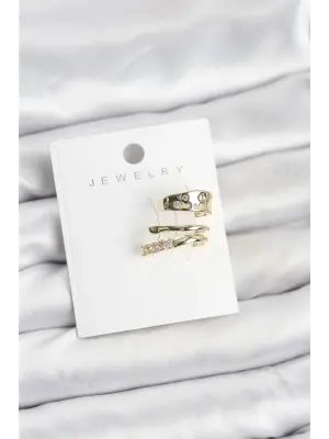 Gold Renk Zirkon Taşlı Çelik Kıkırdak Küpe