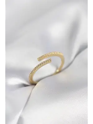 Gold Renk Zirkon Taşlı Yılan Tarz Kadın Yüzük