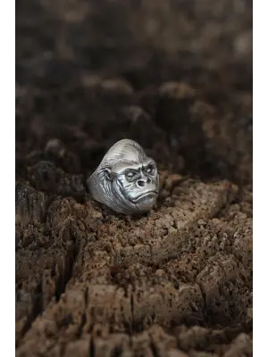 Goril Tasarımlı Ayarlamalı Erkek Yüzük