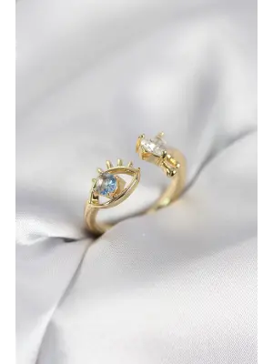 Gözyaşı Model Gold Renk Zirkon Taşlı Kadın Yüzük