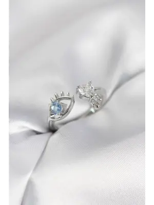 Gözyaşı Model Gümüş Renk Zirkon Taşlı Kadın Yüzük