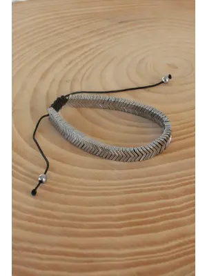 Gri Renk Makrome Doğal Taş Erkek Bileklik