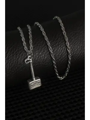 Gümüş Renk Çekiç Figür Erkek Kolye